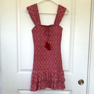 NWT Band of Gypsies Red Smocked Ruffle Dress
